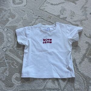 With Jean white baby tee size S